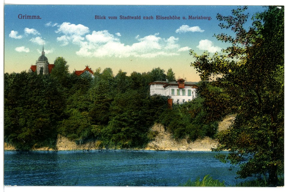 16440-Grimma-1913-Blick auf Elisenhöhe und Mariaburg-Brück & Sohn Kunstverlag