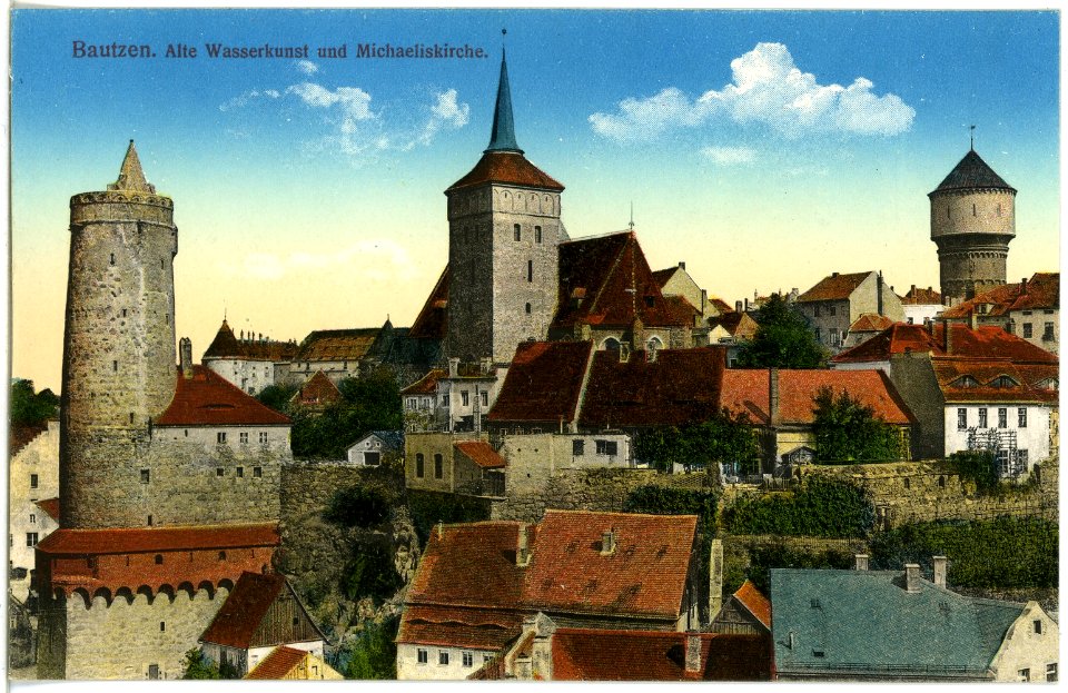 18439-Bautzen-1914-Alte Wasserkunst und Michaeliskirche-Brück & Sohn Kunstverlag