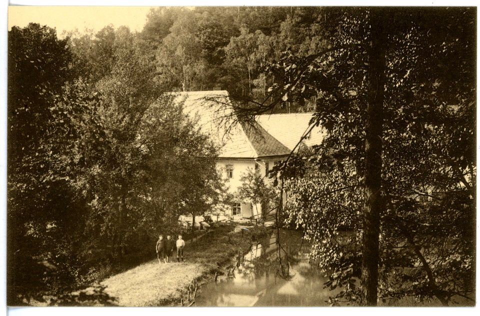 16394-Waldenburg-1913-Die Glänzelmühle im Park Grünfeld-Brück & Sohn Kunstverlag