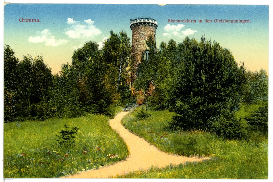 16445-Grimma-1913-Bismarckturm in den Gleisberganlagen-Brück & Sohn Kunstverlag