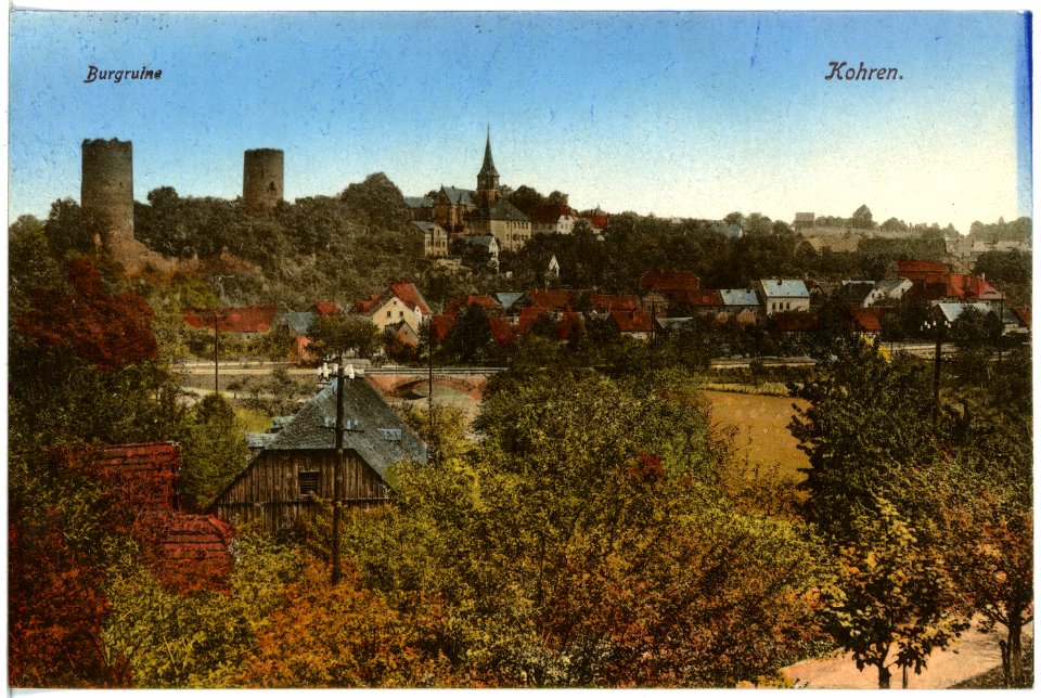 18306-Kohren-1914-Burgruine und Stadt-Brück & Sohn Kunstverlag