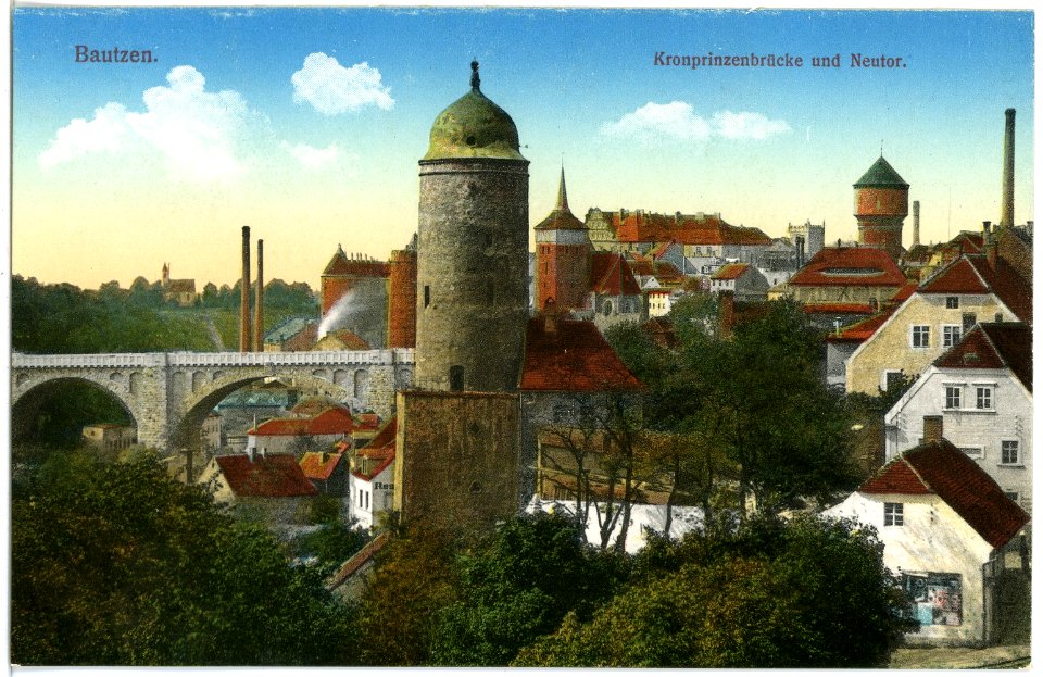 18274-Bautzen-1914-Kronprinzenbrücke, Neutor und Altstadt-Brück & Sohn Kunstverlag