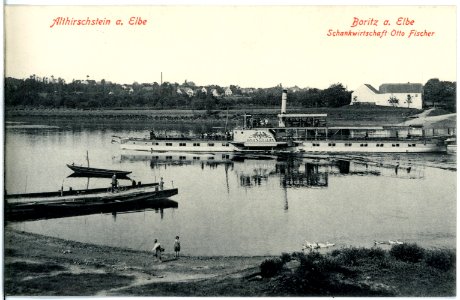 18984-Althirschstein-1915-Elbe mit Dampfer Hohenzollern-Brück & Sohn Kunstverlag