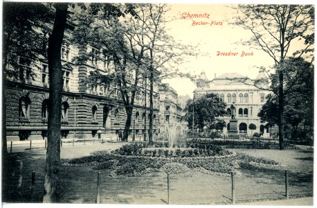 18326-Chemnitz-1914-Beckerplatz mit Dresdner Bank-Brück & Sohn Kunstverlag