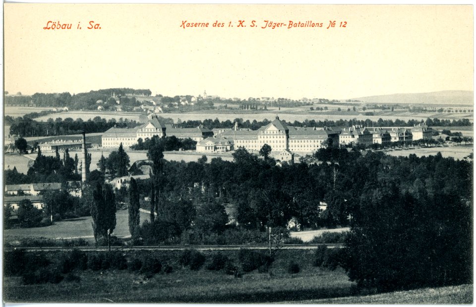 18410-Löbau-1914-Kaserne des 1. Königlich Sächsischen Jäger-Bataillon Nr. 12-Brück & Sohn Kunstverlag