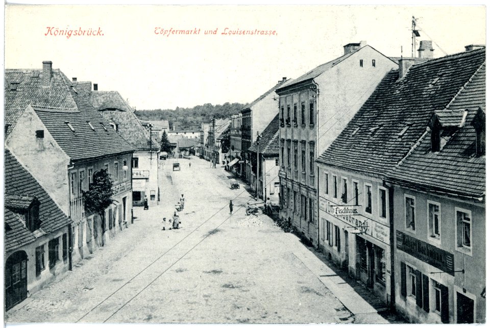 18213-Königsbrück-1914-Töpfermarkt und Louisenstraße-Brück & Sohn Kunstverlag