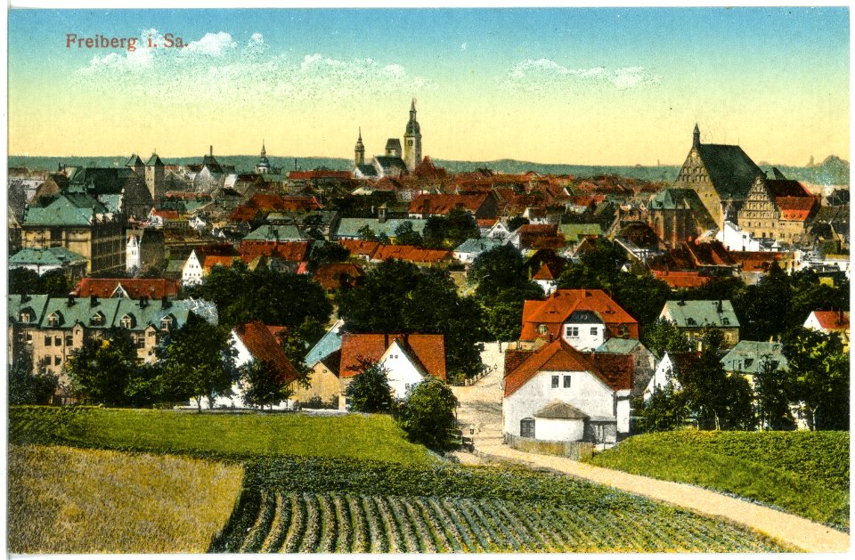 18270-Freiberg-1914-Blick auf Freiberg-Brück & Sohn Kunstverlag
