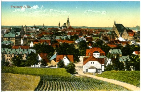 18270-Freiberg-1914-Blick auf Freiberg-Brück & Sohn Kunstverlag