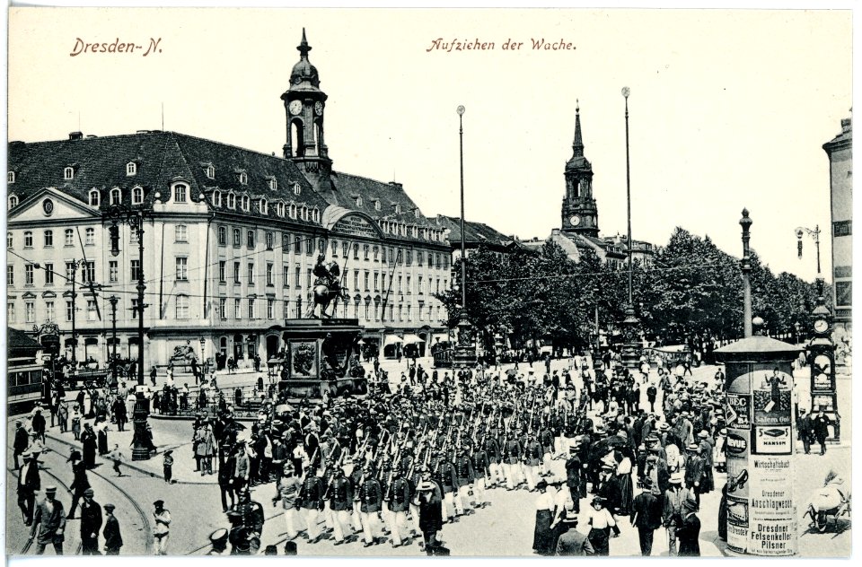 18926-Dresden-1915-Aufziehen der Wache in der Hauptstraße-Brück & Sohn Kunstverlag