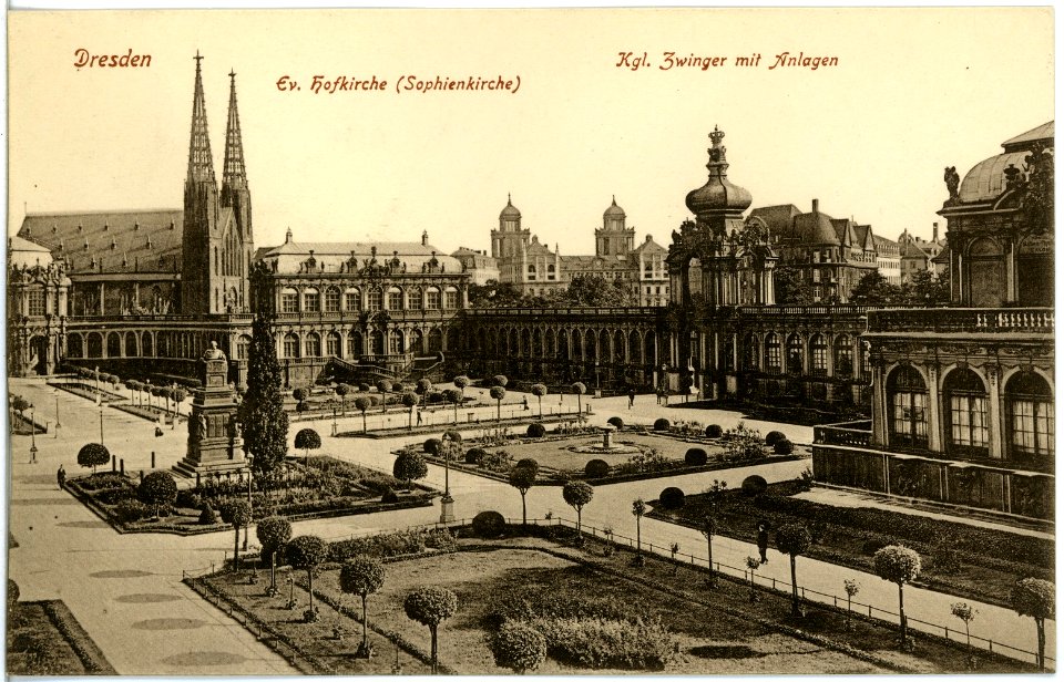 18927-Dresden-1915-Zwinger mit Anlagen und Sophienkirche-Brück & Sohn Kunstverlag