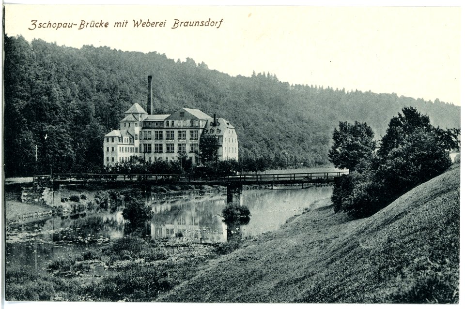 18330-Braunsdorf-1914-Zschopaubrücke mit Weberei Braunsdorf-Brück & Sohn Kunstverlag