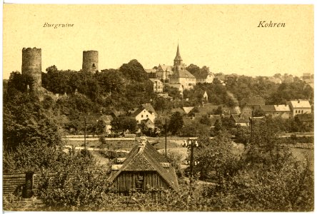 18210-Kohren-1914-Blick auf Kohren und der Burgruine-Brück & Sohn Kunstverlag