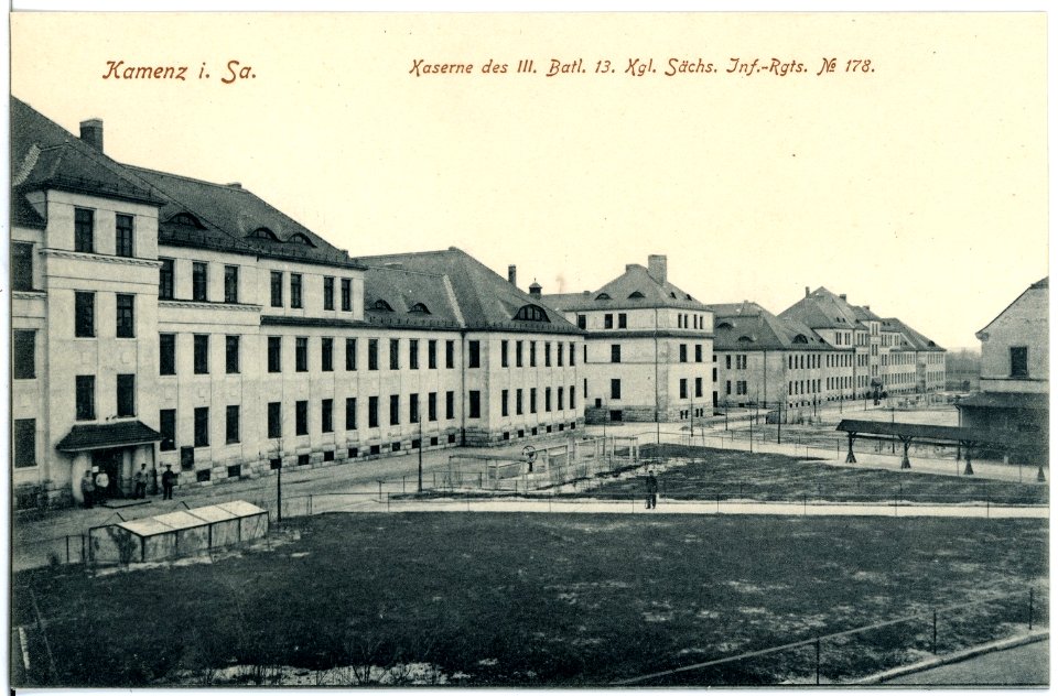 18602-Kamenz-1915-Kaserne des 3. Bataillons 13. Königlich Sächsisches Infanterie-Regiment Nr. 178-Brück & Sohn Kunstverlag