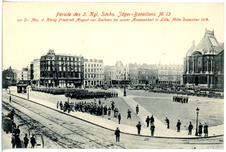 18578-Lille-1914-2. Königlich Sächsisches Jäger-Bataillon Nr. 13 - Parade in Lille Dezember 1914-Brück & Sohn Kunstverlag