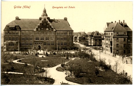 18877-Gröba-1915-Georgplatz mit Schule-Brück & Sohn Kunstverlag