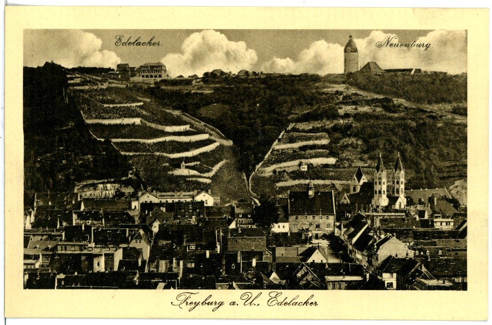 17559-Freyburg-1914-Blick auf Freyburg mit Edelacker und Neuenburg-Brück & Sohn Kunstverlag