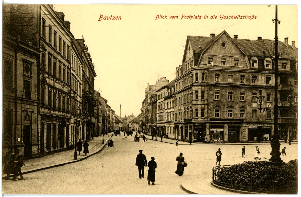 18765-Bautzen-1915-Blick vom Postplatz in die Gaschwitzstraße-Brück & Sohn Kunstverlag