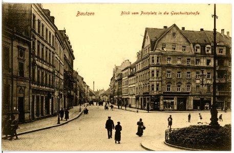 18765-Bautzen-1915-Blick vom Postplatz in die Gaschwitzstraße-Brück & Sohn Kunstverlag
