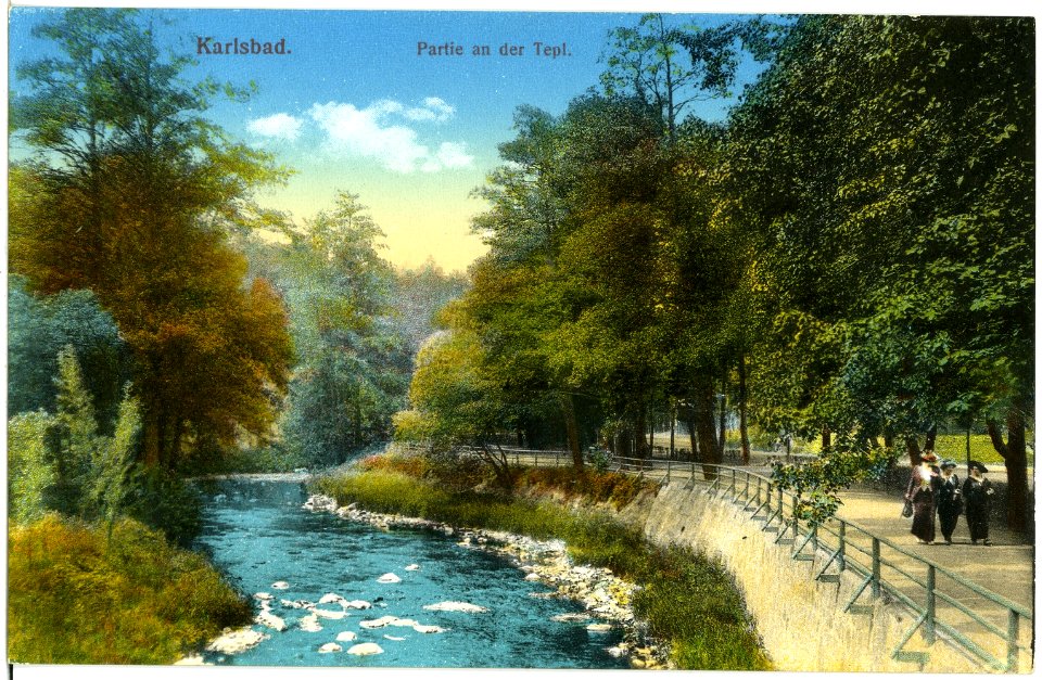18803-Karlsbad-1915-Partie an der Tepl-Brück & Sohn Kunstverlag