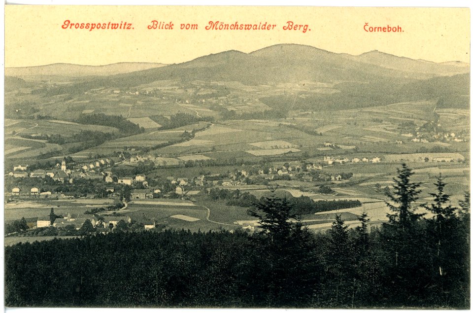 17909-Großpostwitz-1914-Blick auf Großpostwitz und Corneboh vom Mönchswalder Berg-Brück & Sohn Kunstverlag