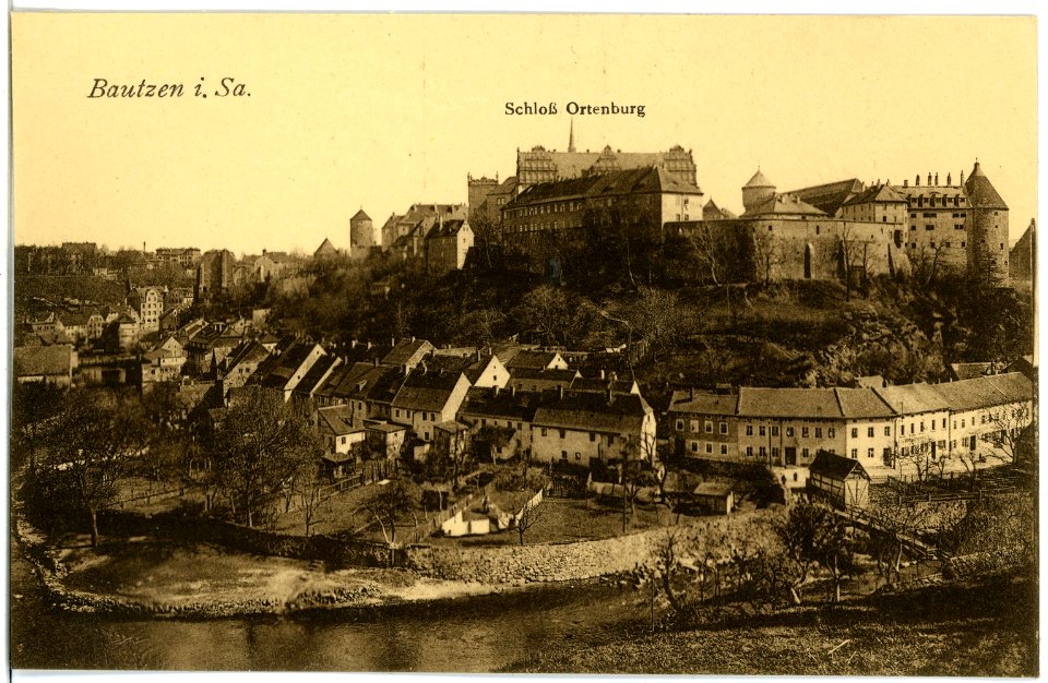 18780-Bautzen-1915-Blick auf Bautzen mit Schloß Ortenburg-Brück & Sohn Kunstverlag