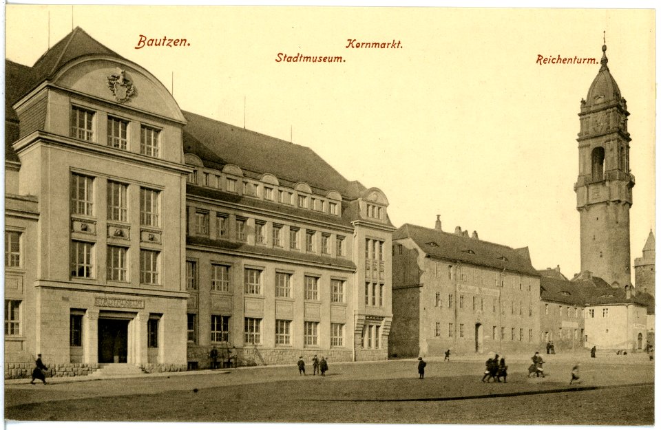 18530-Bautzen-1914-Kornmarkt mit Stadtmuseum und Reichenturm-Brück & Sohn Kunstverlag