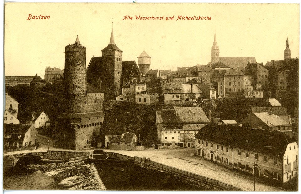 18781-Bautzen-1915-Alte Wasserkunst und Michaeliskirche-Brück & Sohn Kunstverlag