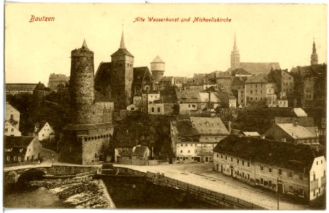18781-Bautzen-1915-Alte Wasserkunst und Michaeliskirche-Brück & Sohn Kunstverlag