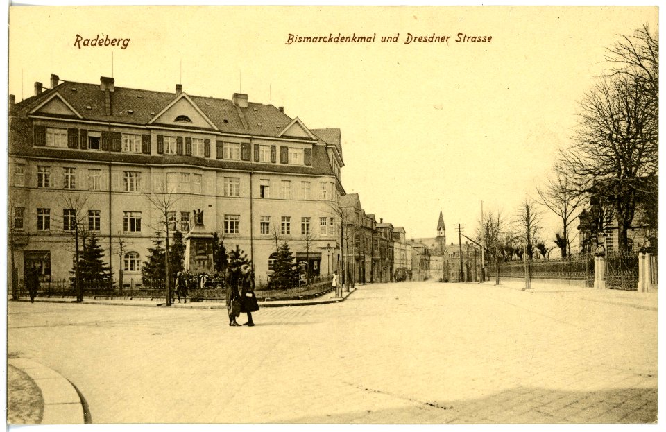 18731-Radeberg-1915-Bismarckdenkmal und Dresdner Straße-Brück & Sohn Kunstverlag
