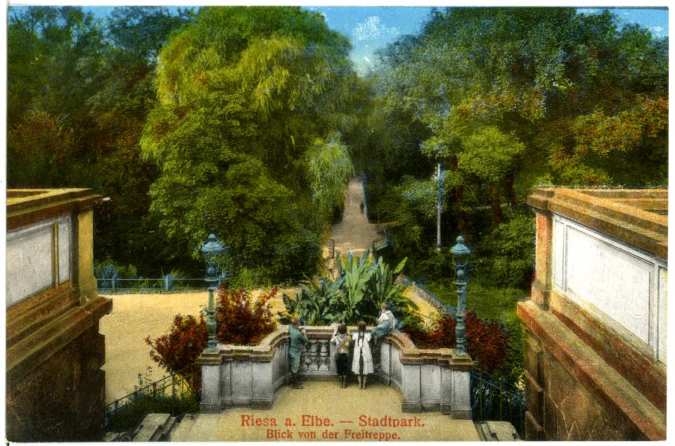 18277-Riesa-1914-Stadtpark - Blick von der Freitreppe-Brück & Sohn Kunstverlag