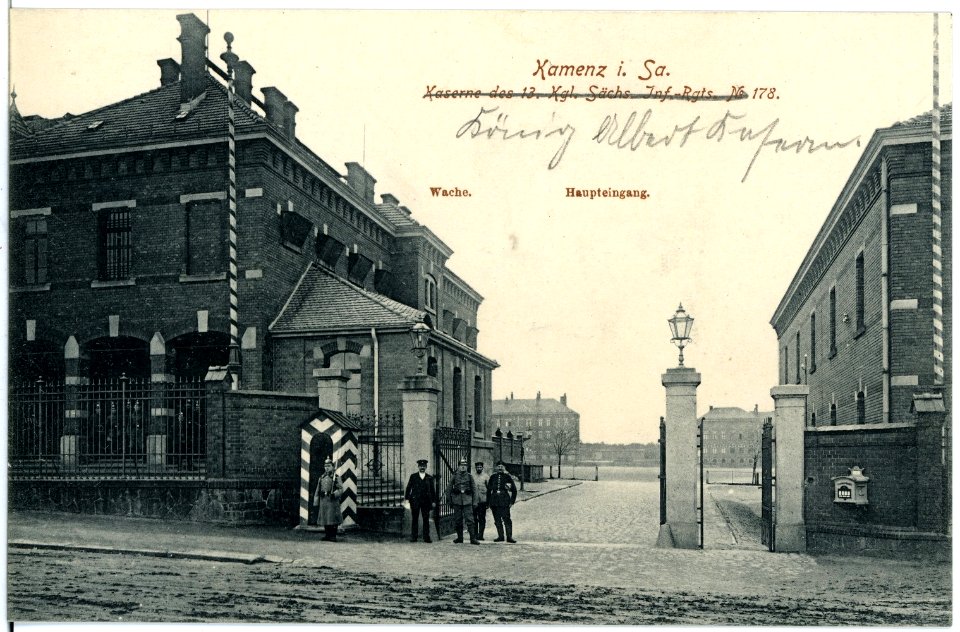18605-Kamenz-1915-Kaserne des 3. Bataillons 13. Königlich Sächsisches Infanterie-Regiment Nr. 178-Brück & Sohn Kunstverlag