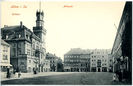 18425-Löbau-1914-Altmarkt und Rathaus-Brück & Sohn Kunstverlag