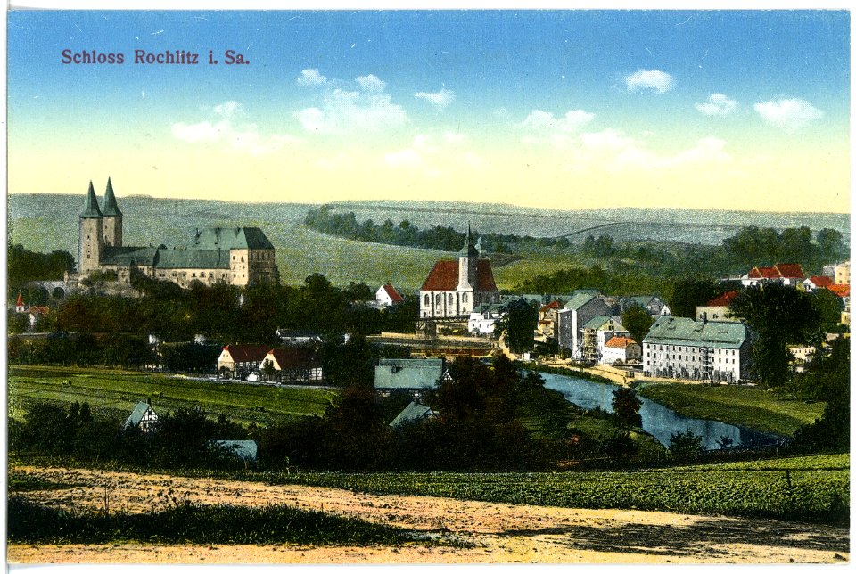 17371-Rochlitz-1914-Blick auf Rochlitz mit Schloß-Brück & Sohn Kunstverlag