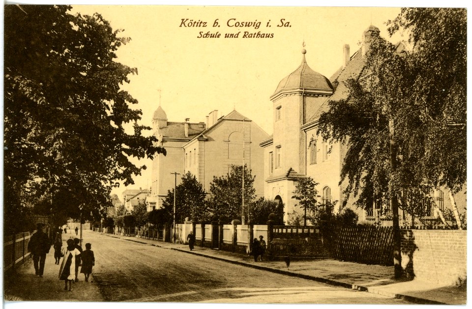 18942-Kötitz-1915-Schule und Rathaus-Brück & Sohn Kunstverlag
