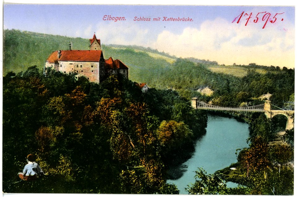 17595-Elbogen-1914-Schloß mit Kettenbrücke-Brück & Sohn Kunstverlag
