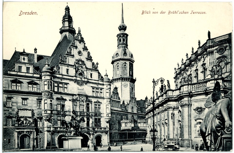 18909-Dresden-1915-Schloß und Hofkirche von der Brühlschen Terrasse-Brück & Sohn Kunstverlag