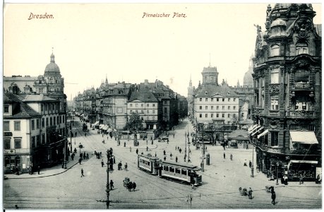 18907-Dresden-1915-Pirnaischer Platz mit Straßenbahn-Brück & Sohn Kunstverlag