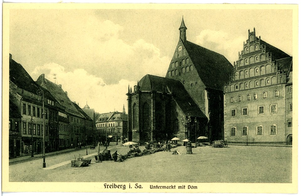 18067-Freiberg-1914-Untermarkt mit Dom-Brück & Sohn Kunstverlag