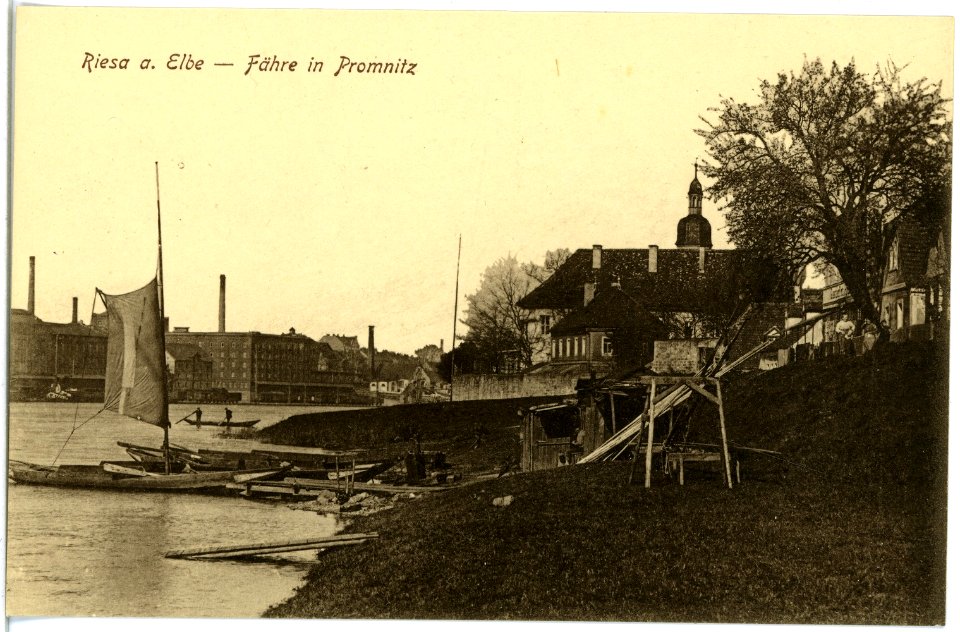 18883-Riesa-1915-Fähre in Promnitz-Brück & Sohn Kunstverlag