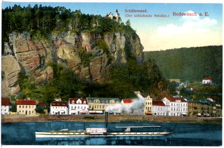 17500-Bodenbach-1914-Schäferwand - Elbe mit Dampfer-Brück & Sohn Kunstverlag