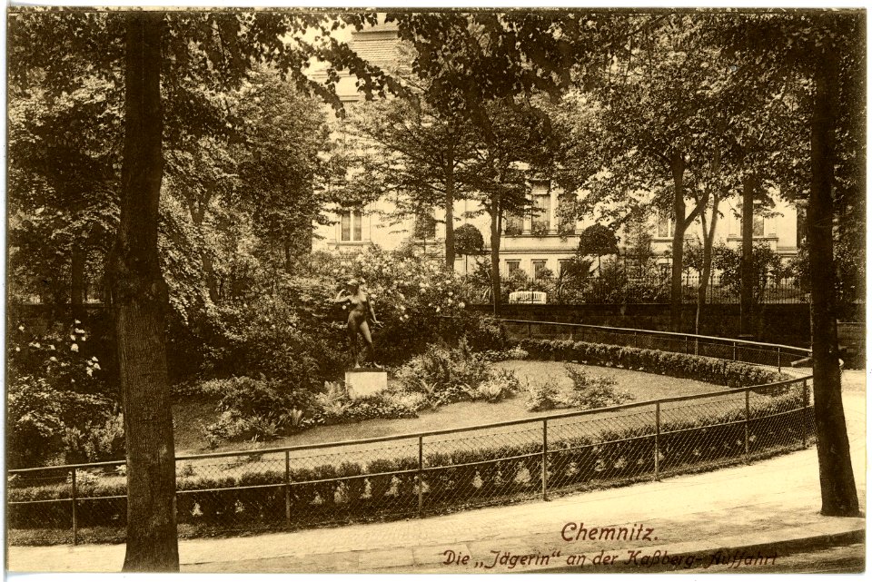 17897-Chemnitz-1914-Die Jägerin an der Kaßberg - Auffahrt-Brück & Sohn Kunstverlag