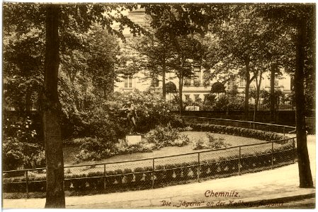 17897-Chemnitz-1914-Die Jägerin an der Kaßberg - Auffahrt-Brück & Sohn Kunstverlag