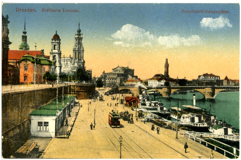 17992-Dresden-1914-Dampfschiff - Anlegeplatz-Brück & Sohn Kunstverlag