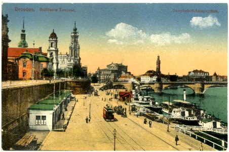 17992-Dresden-1914-Dampfschiff - Anlegeplatz-Brück & Sohn Kunstverlag