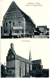 17988-Mühlberg-1914-Klosterkirche und Rathaus-Brück & Sohn Kunstverlag