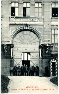 18536-Leisnig-1914-Kaserne des 14. Königlich Sächsischen Infanterie-Regiment Nr. 179 - Eingang-Brück & Sohn Kunstverlag