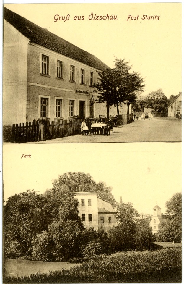 17893-Ölzschau-1914-Gasthof und Schloß-Brück & Sohn Kunstverlag