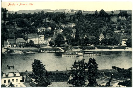 18014-Copitz-1914-Blick auf Copitz mit Elbe und Dampfer-Brück & Sohn Kunstverlag