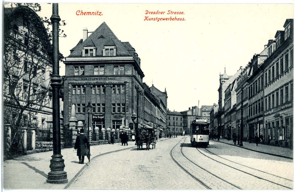 17763-Chemnitz-1914-Dresdner Straße - Kunstgewerbehaus-Brück & Sohn Kunstverlag