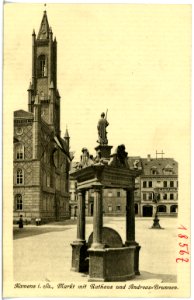 18567-Kamenz-1914-Markt mit Andreasbrunnen-Brück & Sohn Kunstverlag